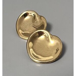 Vintage ELSA PERETTI For HALSTON Gold Tone Pierced EARRINGS - 1970s 80s RARE!